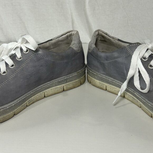 Remonte Shoes 39 Womens 8.5 Soft Sneakers Casual Gray Silver Leather Side Zip - Picture 3 of 7